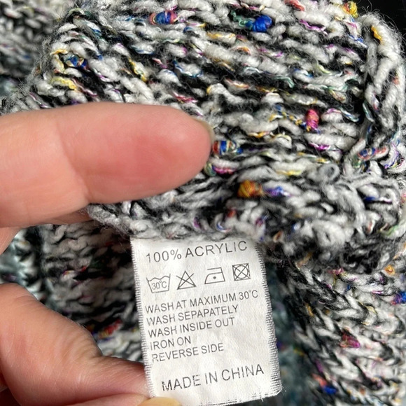 KATSUMI Ribbed Drop Shoulder Knit Sweater Black Mix Leather Trim Mobwife M/L - Picture 9 of 11